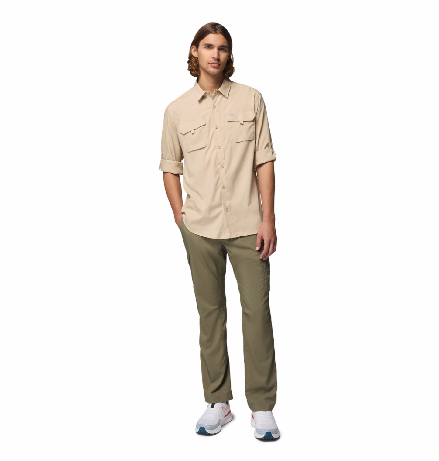 Columbia Men Beige Omni-Shade Silver Ridge Utility II Long Sleeve Shirt