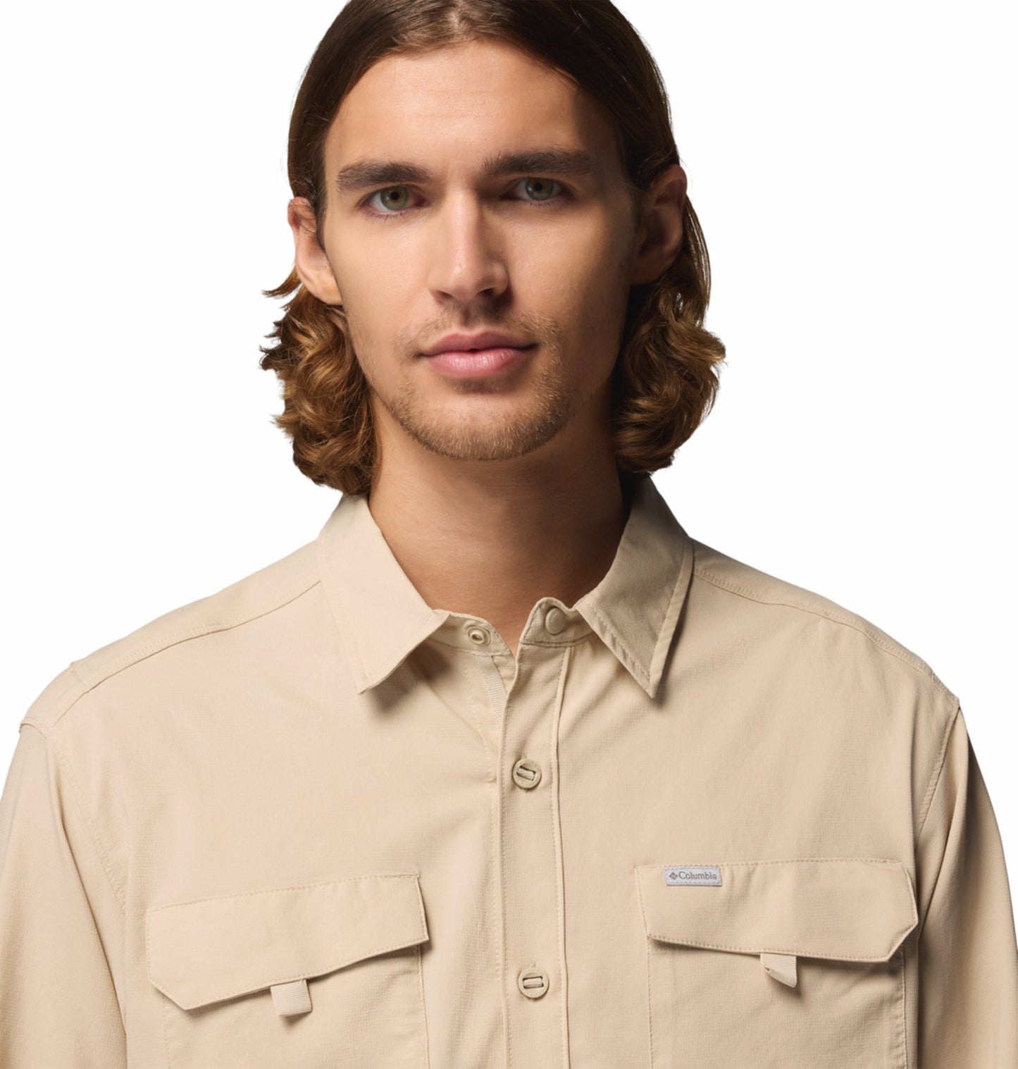 Columbia Men Beige Omni-Shade Silver Ridge Utility II Long Sleeve Shirt