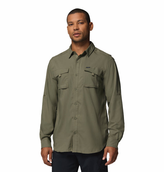 Columbia Men Olive Green Omni-Shade Silver Ridge Utility II Shirt