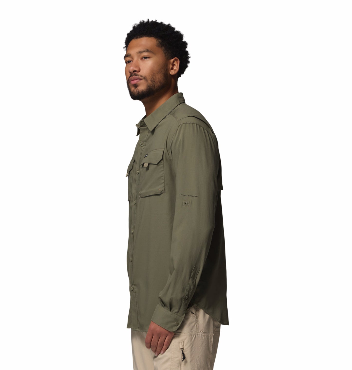 Columbia Men Olive Green Omni-Shade Silver Ridge Utility II Shirt