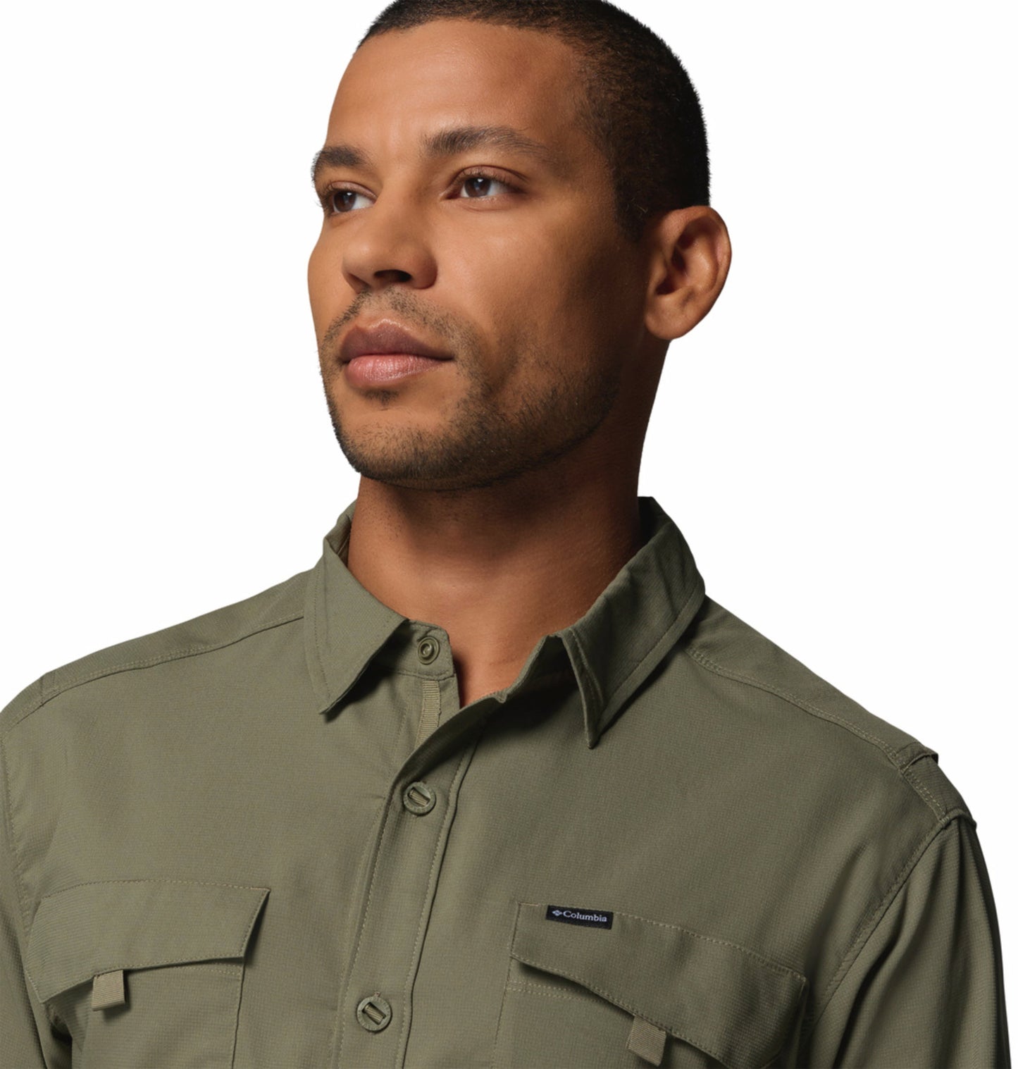 Columbia Men Olive Green Omni-Shade Silver Ridge Utility II Shirt