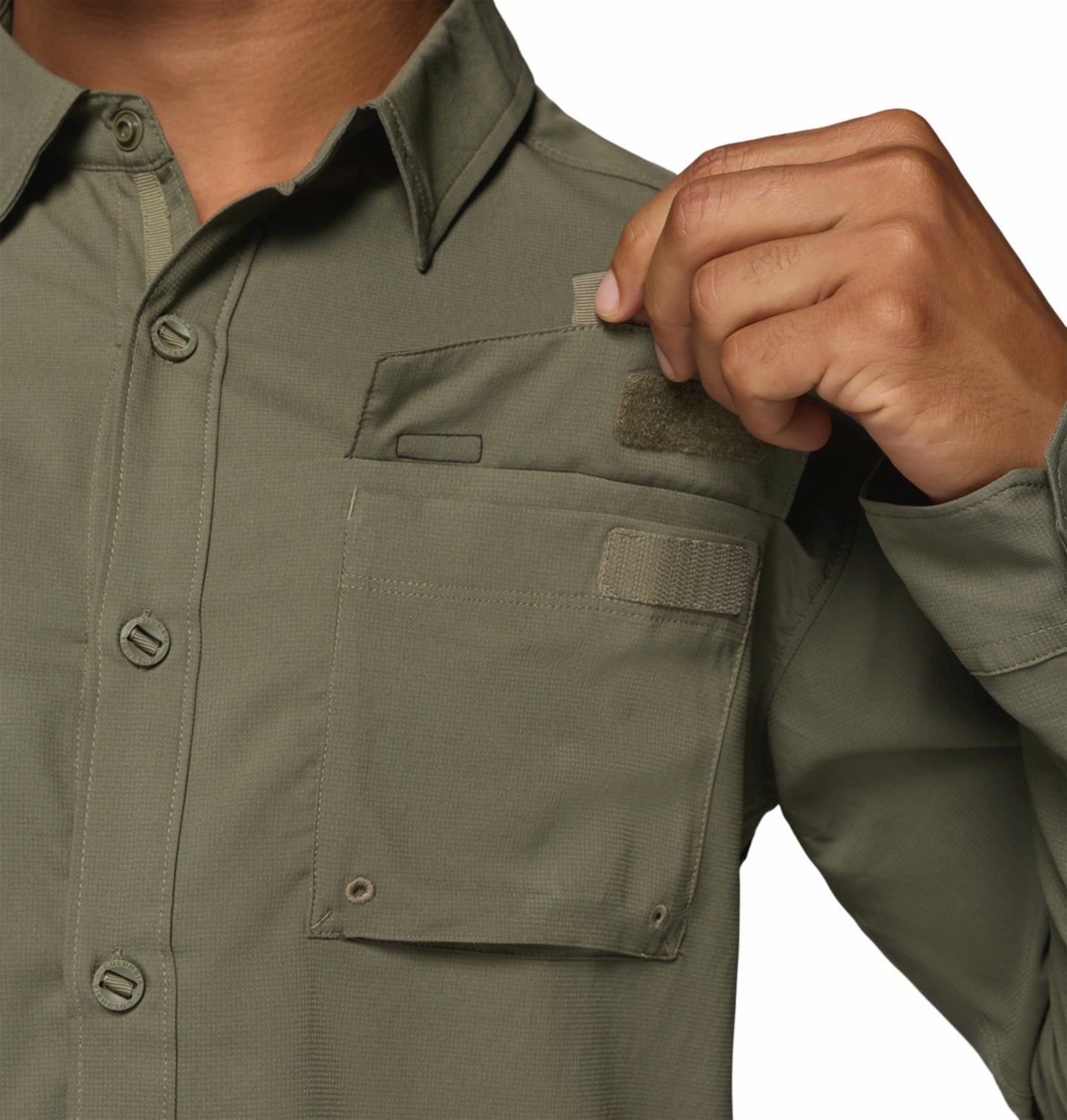 Columbia Men Olive Green Omni-Shade Silver Ridge Utility II Shirt