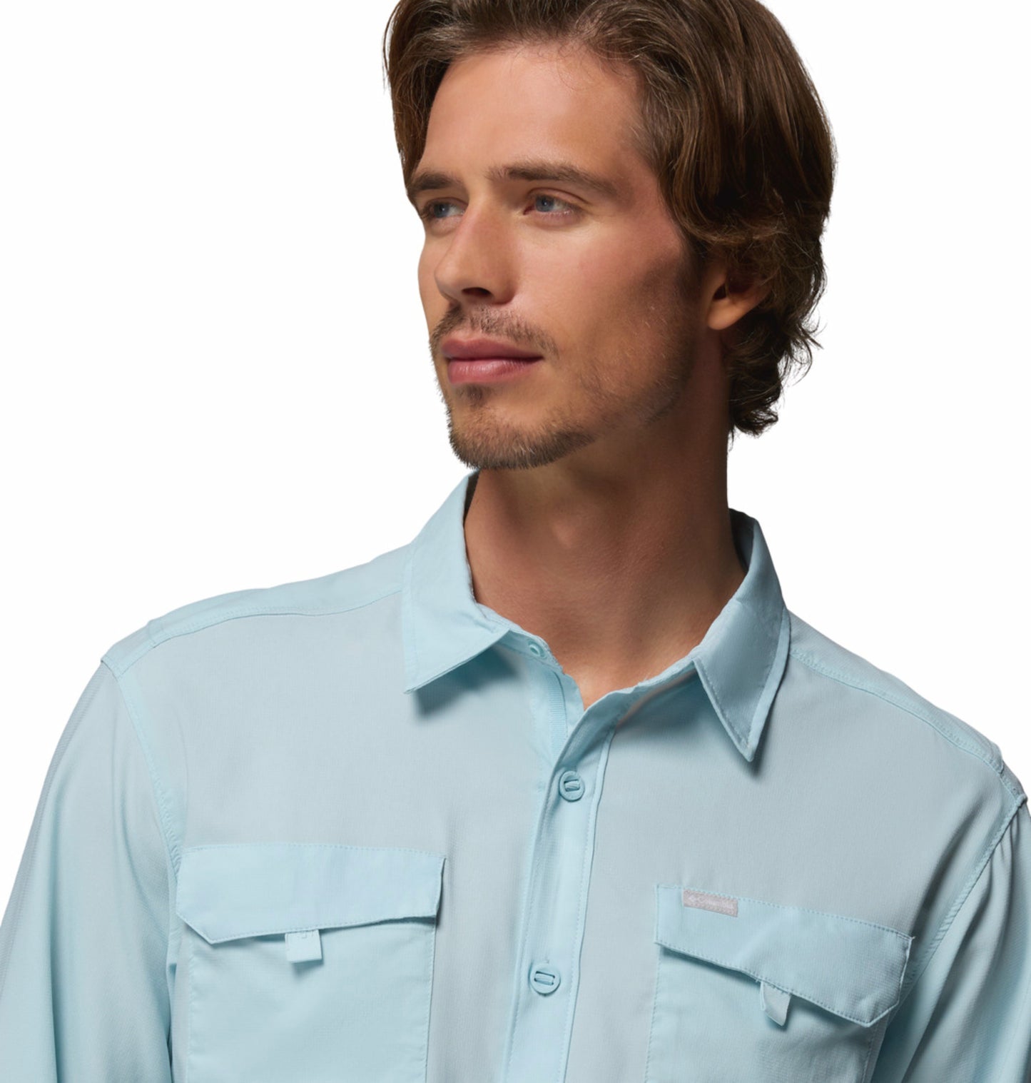 Columbia Men Blue Omni-Shade Silver Ridge Utility II Durable Shirt