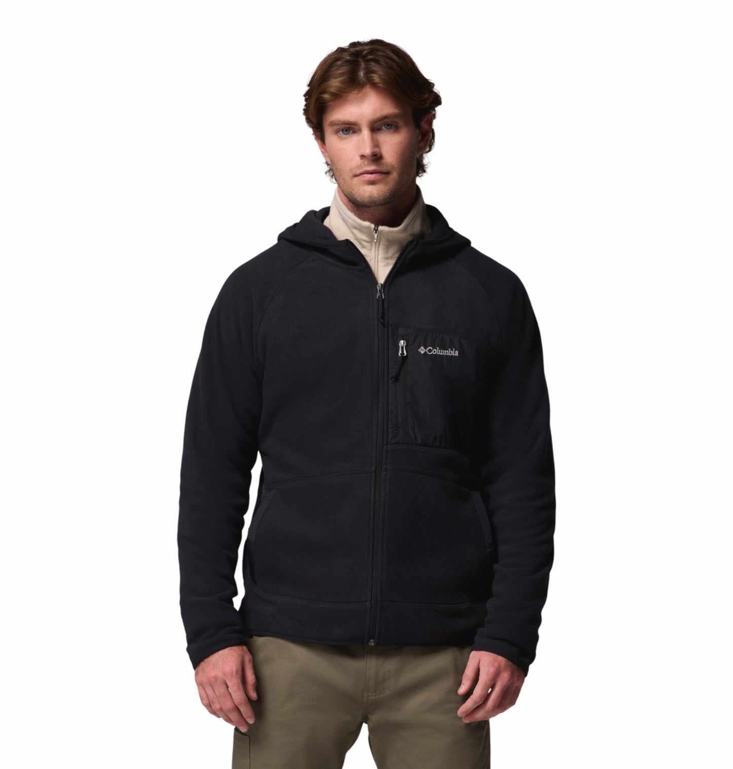 Columbia Men Black Fast Trek Overlay Fleece Jacket