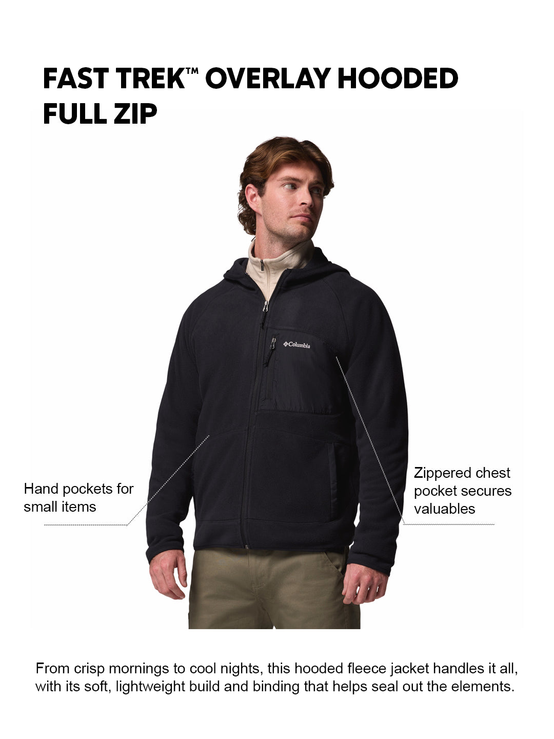 Columbia Men Black Fast Trek Overlay Fleece Jacket
