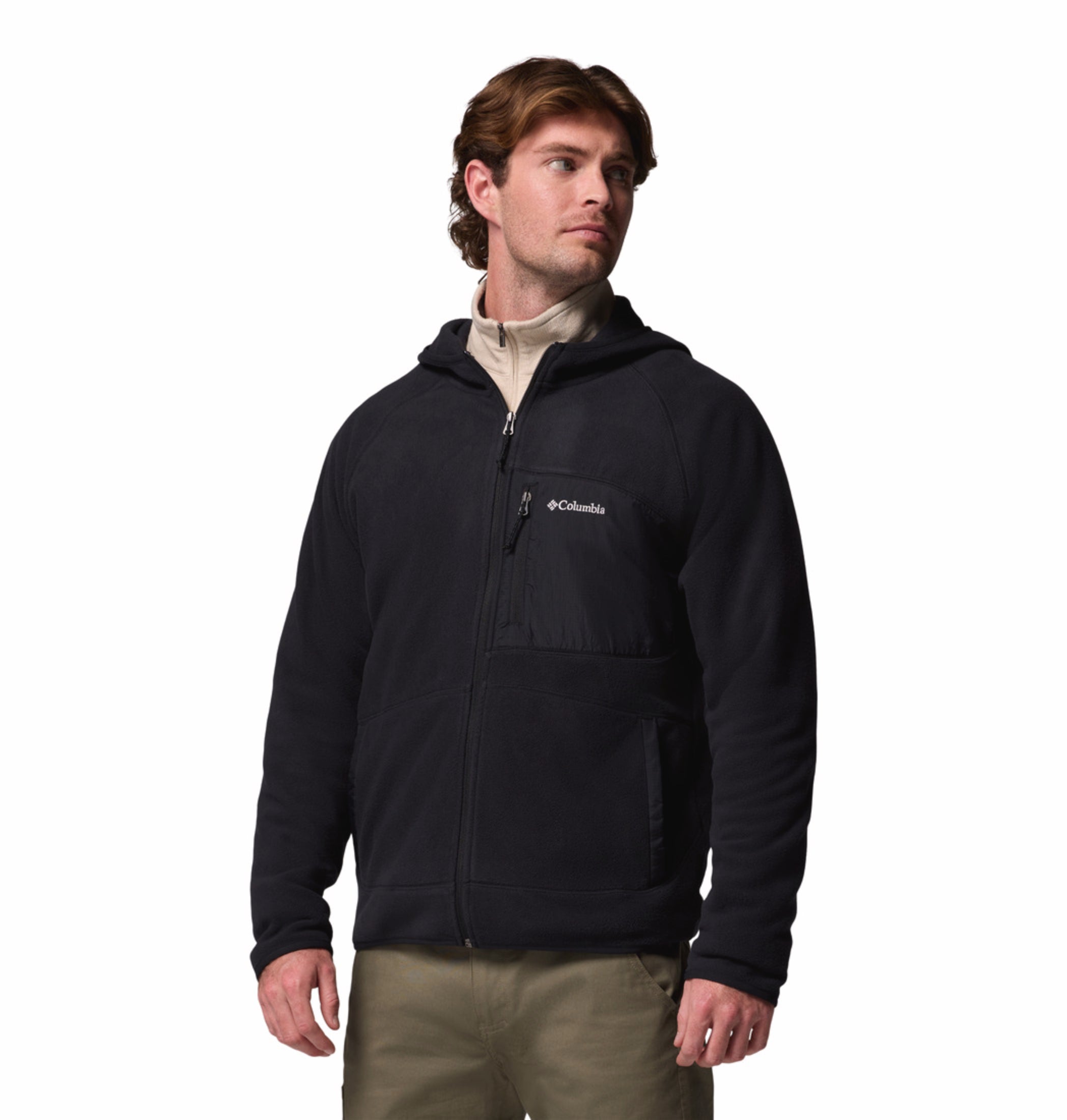 Columbia Men Black Fast Trek Overlay Fleece Jacket – Columbia