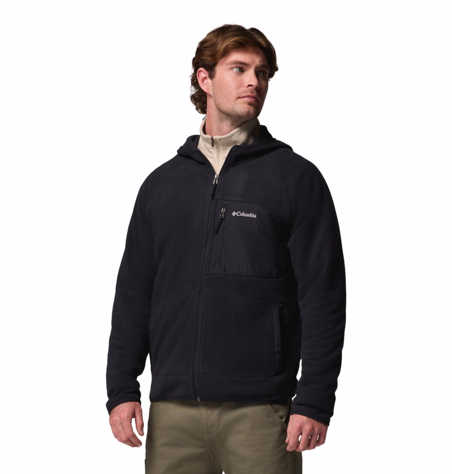Columbia Men Black Fast Trek Overlay Fleece Jacket
