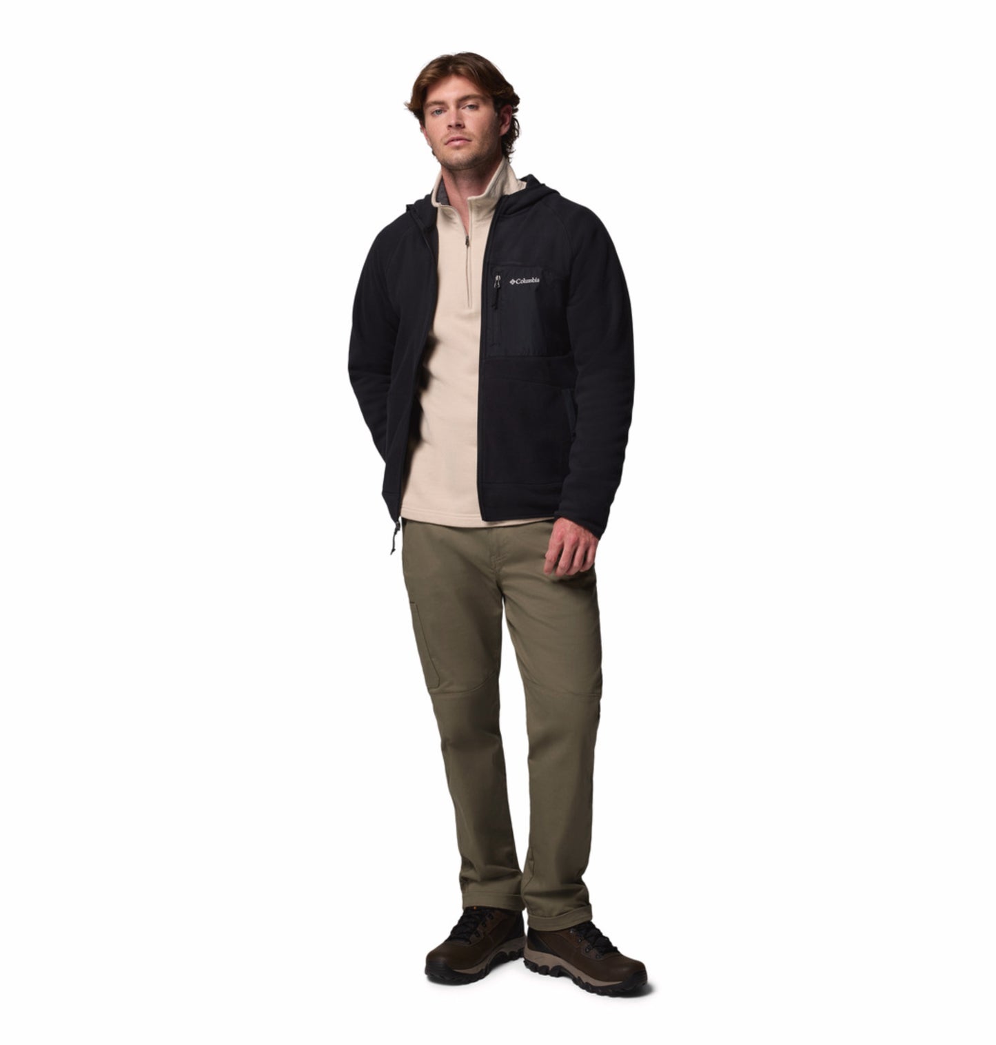 Columbia Men Black Fast Trek Overlay Fleece Jacket
