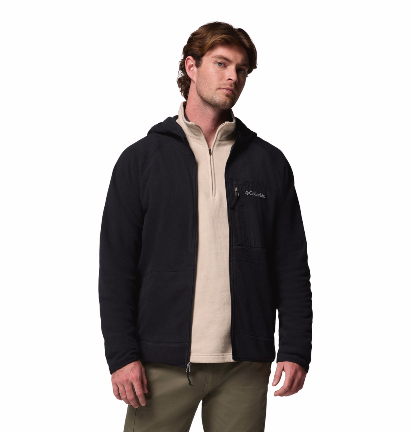 Columbia Men Black Fast Trek Overlay Fleece Jacket