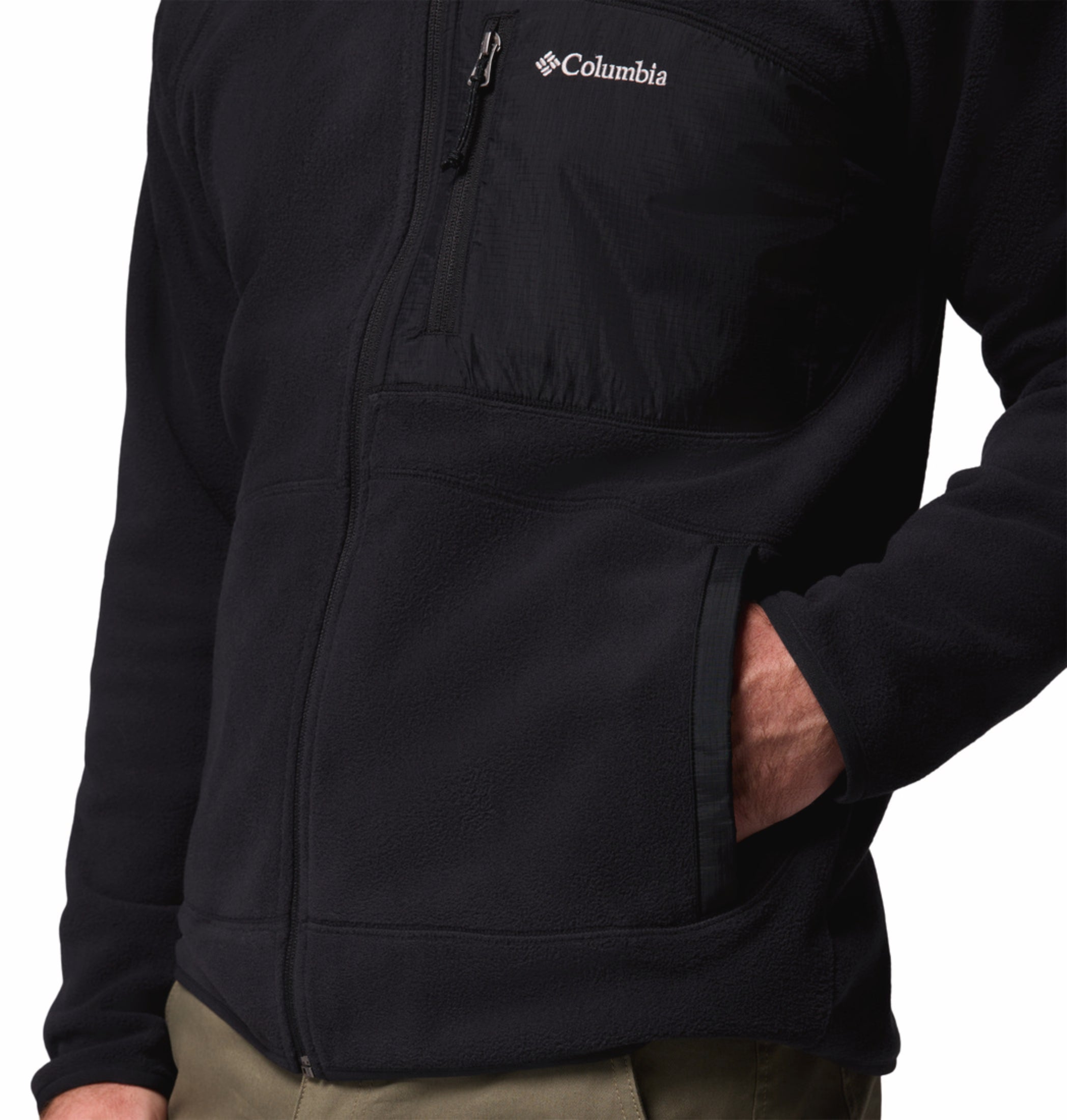 Columbia Men Black Fast Trek Overlay Fleece Jacket
