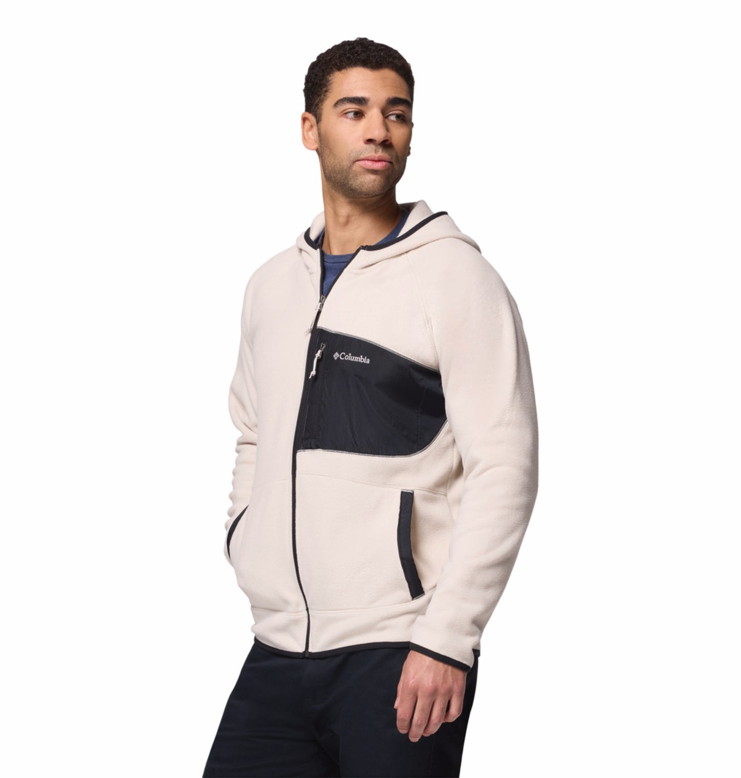 Columbia Men Beige Fast Trek Overlay Fleece Jacket