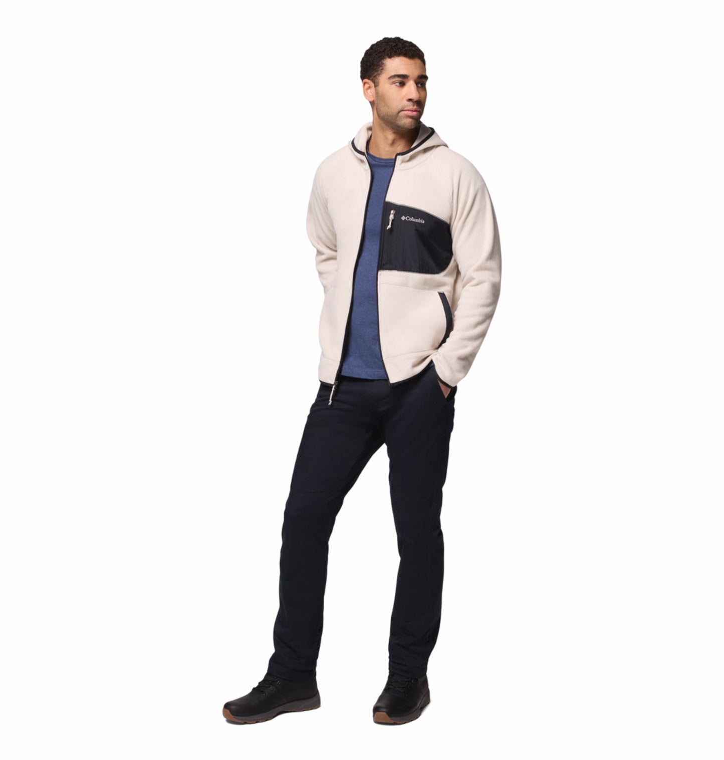 Columbia Men Beige Fast Trek Overlay Fleece Jacket