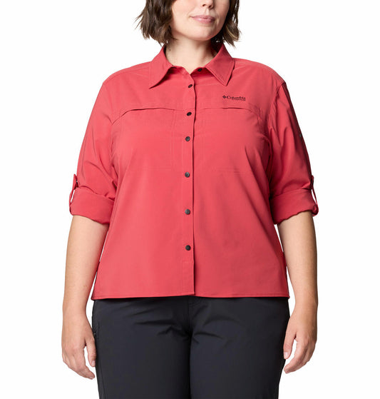Columbia Womens Red Summit Valley Woven Long Sleeve Shirt
