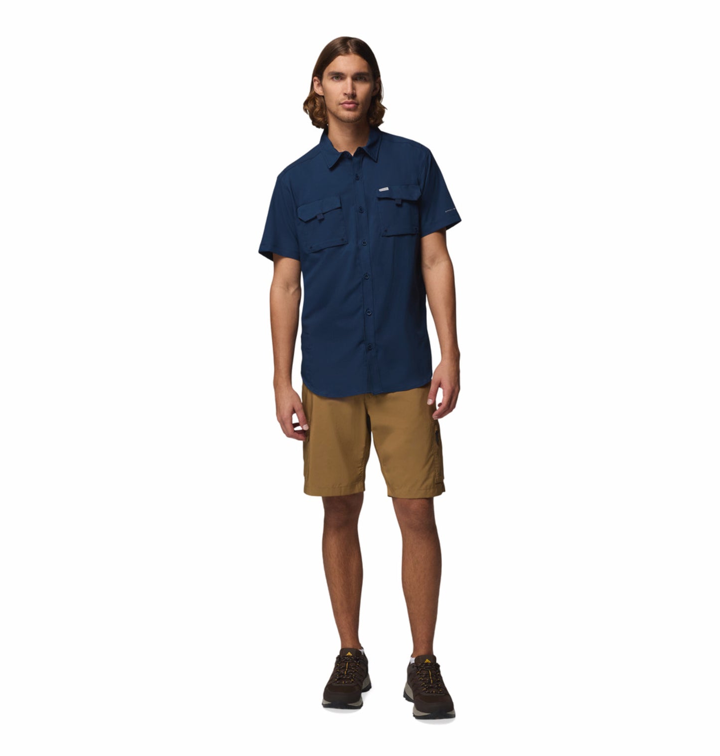 Columbia Men Navy Blue Omni-Shade Silver Ridge Utility II Short Sleeve Shirt