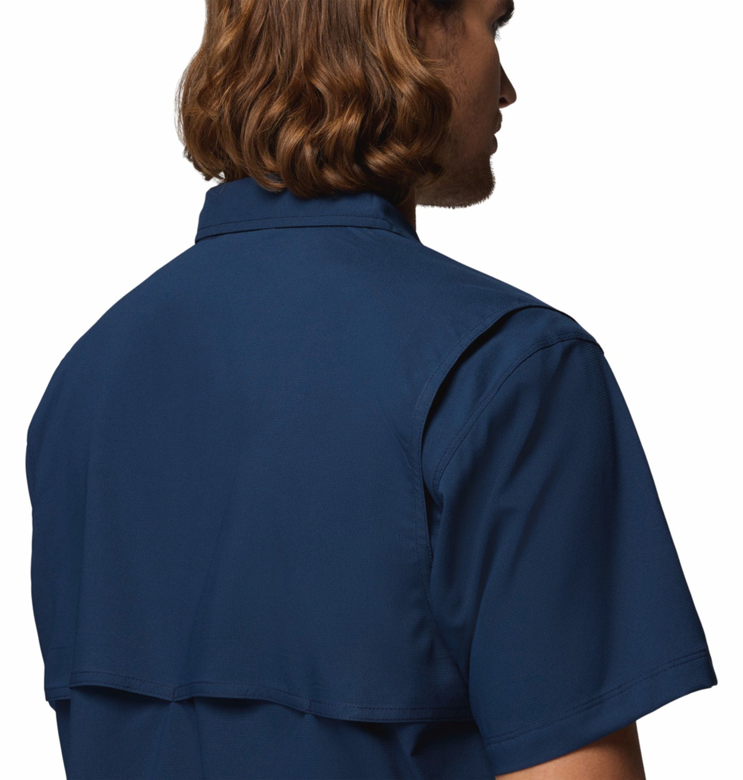 Columbia Men Navy Blue Omni-Shade Silver Ridge Utility II Short Sleeve Shirt