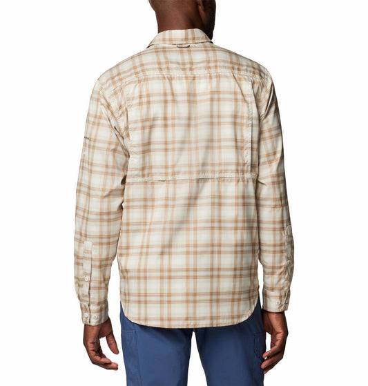 Columbia Mens Brown Silver Ridge Utility Lite Plaid Long Sleeve Shirt