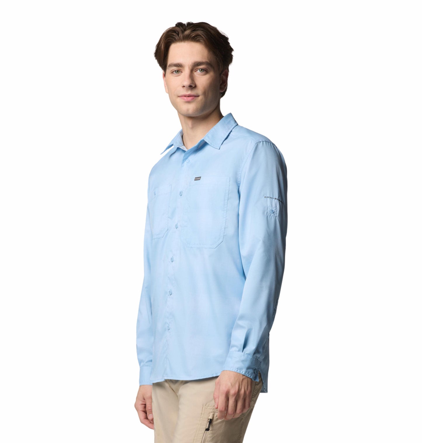 Columbia Mens Blue Omni-Shade Broad Spectrum Silver Ridge Utility Lite Plaid Long Sleeve Shirt