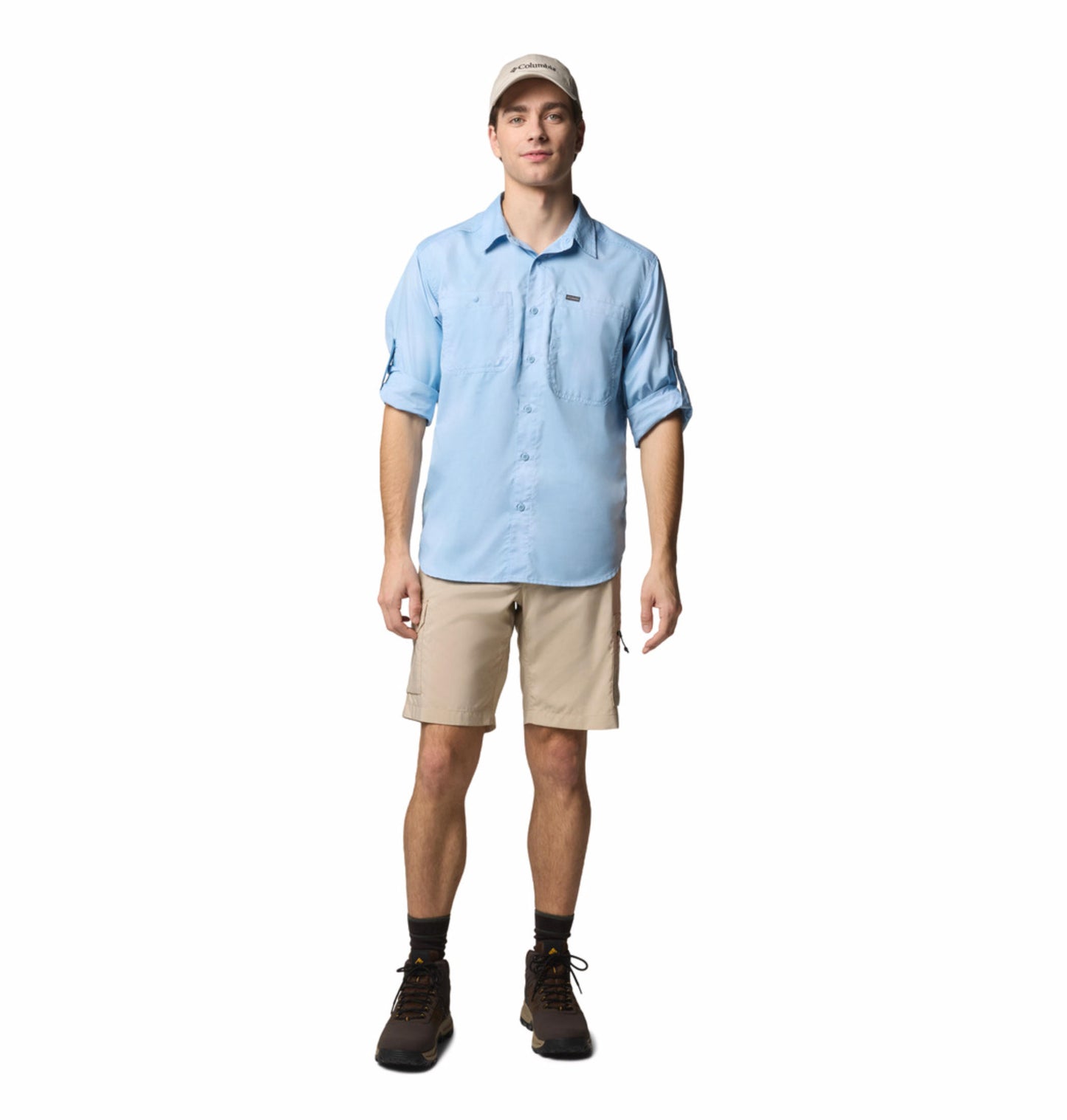Columbia Mens Blue Omni-Shade Broad Spectrum Silver Ridge Utility Lite Plaid Long Sleeve Shirt