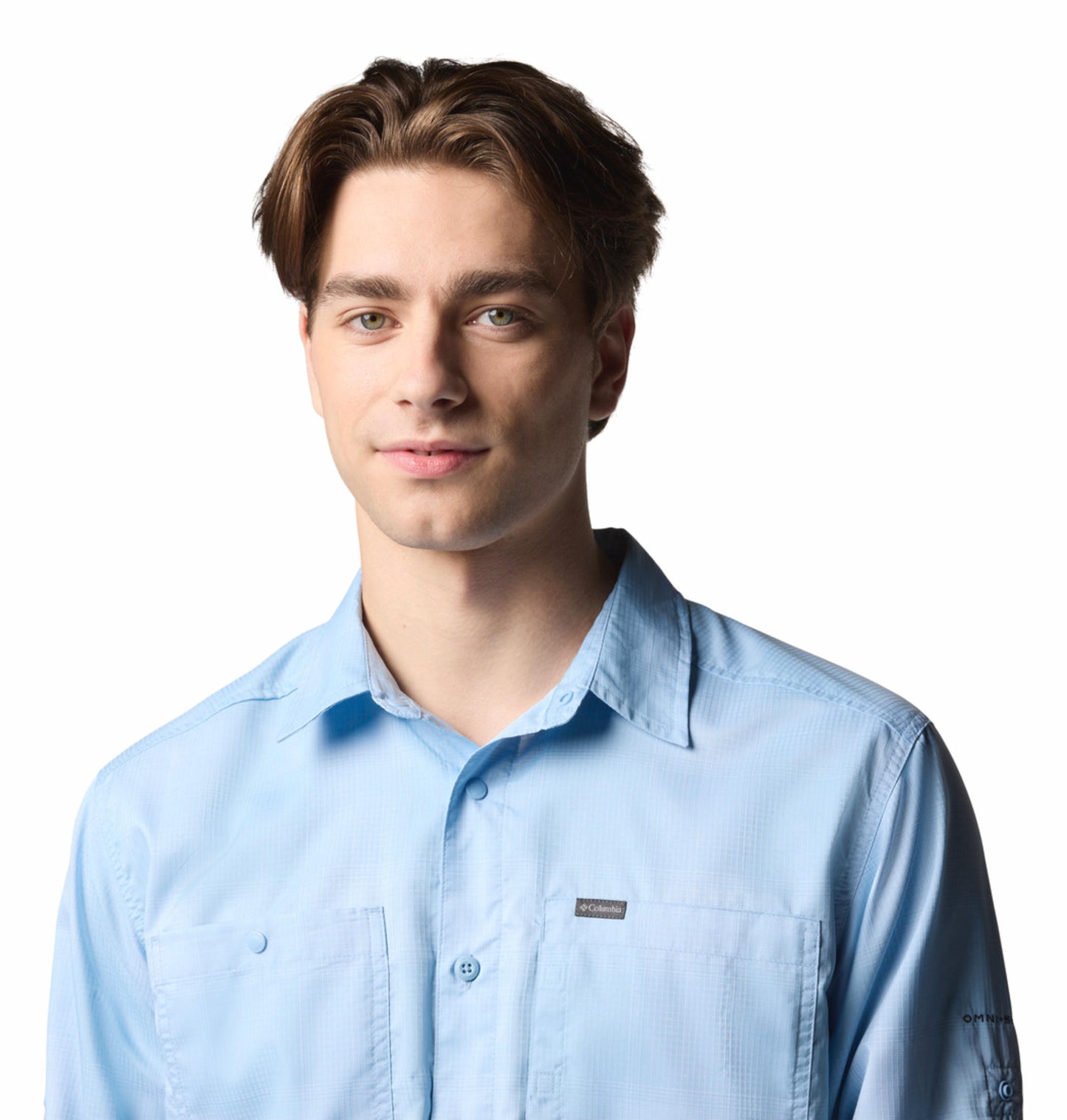 Columbia Mens Blue Omni-Shade Broad Spectrum Silver Ridge Utility Lite Plaid Long Sleeve Shirt