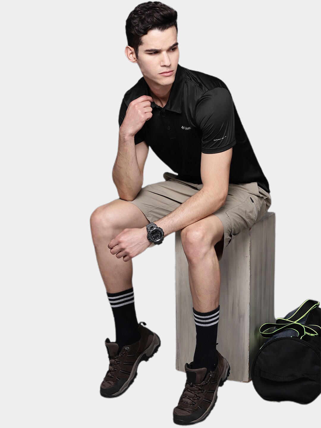 Columbia Men Black Columbia Hike Polo T-Shirt