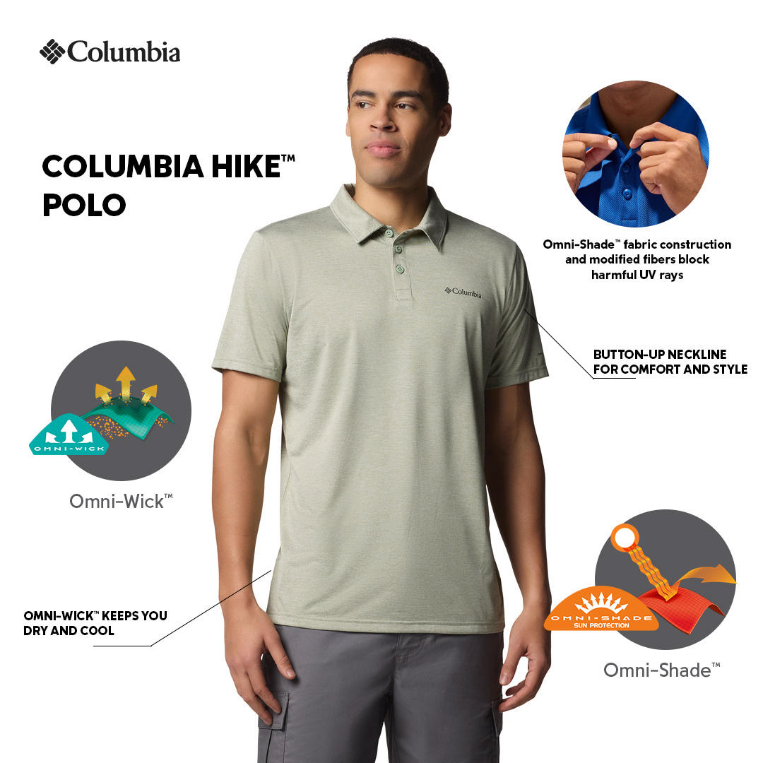 Columbia Mens Green Omni-Wick Hike Polo Tshirt