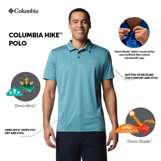 Columbia Mens Teal Omni-Wick Hike Polo Tshirt