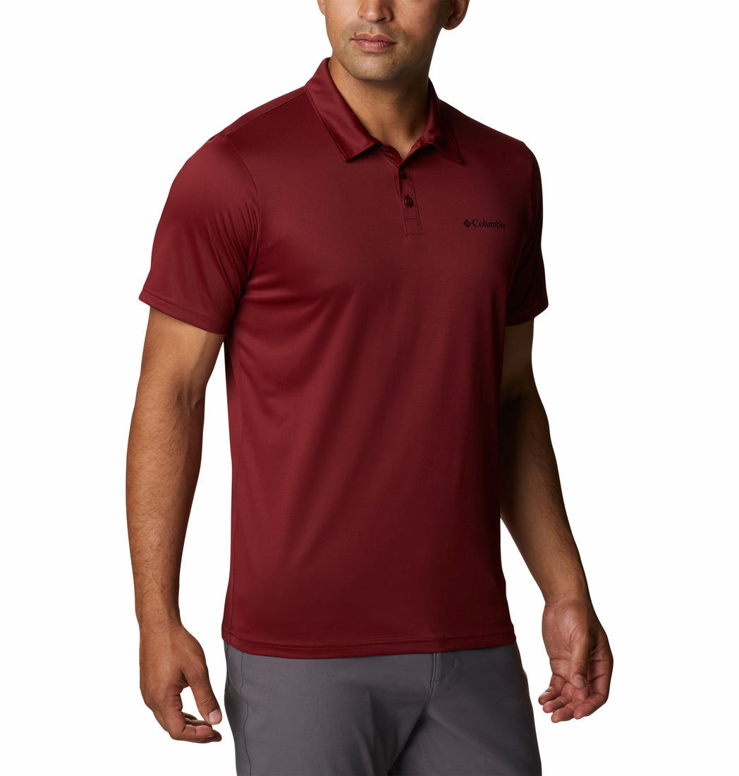 Columbia Men Red Columbia Hike Polo T-Shirt
