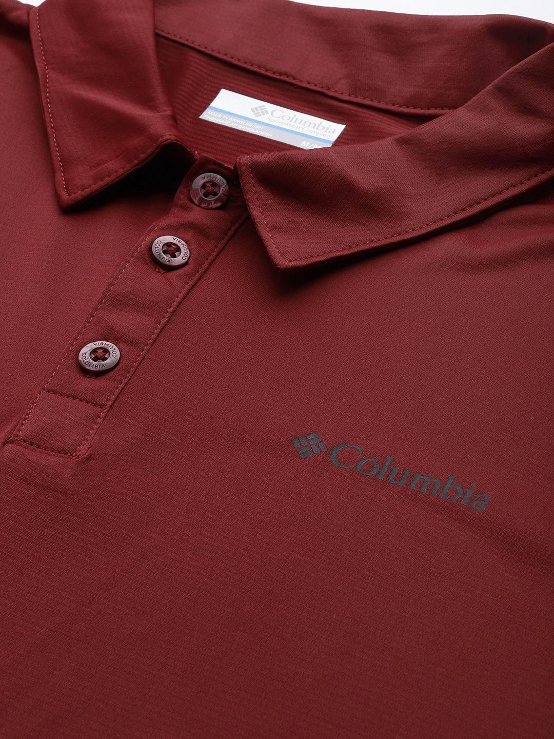 Columbia Men Red Columbia Hike Polo T-Shirt