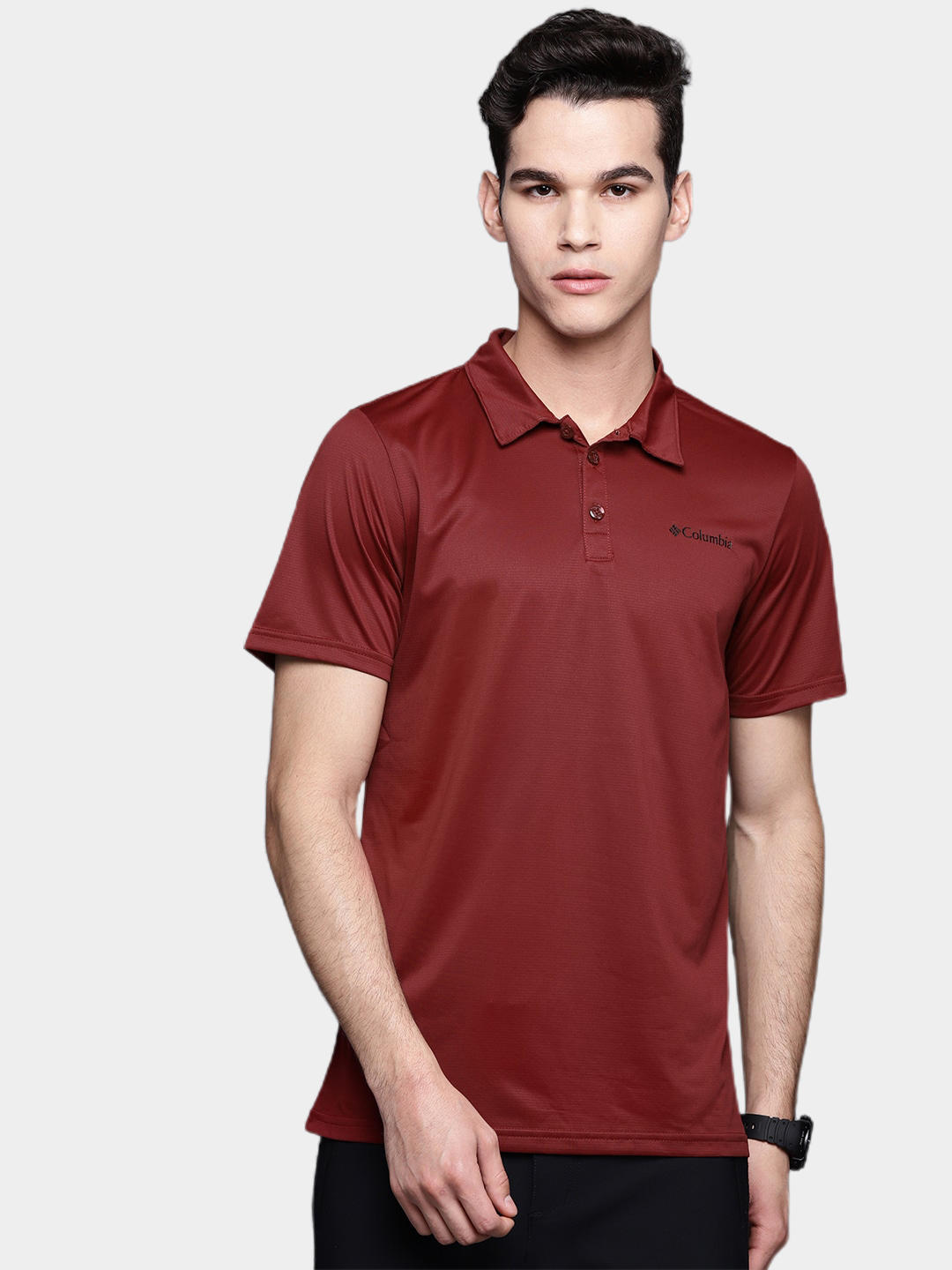 Columbia Men Red Columbia Hike Polo T-Shirt