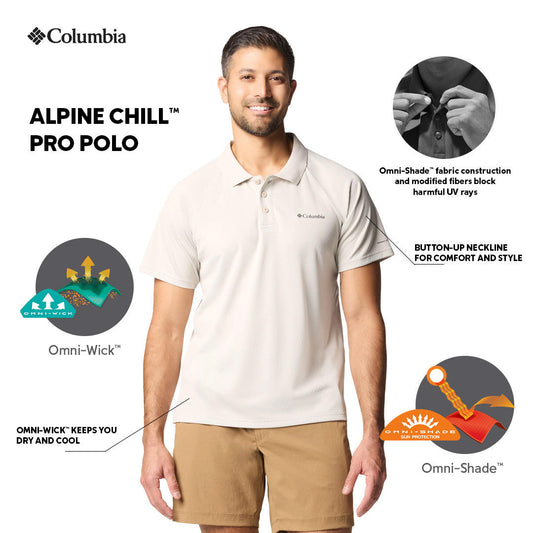 Columbia Mens Beige Omni-Shade Alpine Chill Pro Polo Tshirt