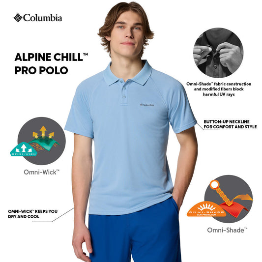 Columbia Mens Blue Omni-Shade Alpine Chill Pro Polo Tshirt