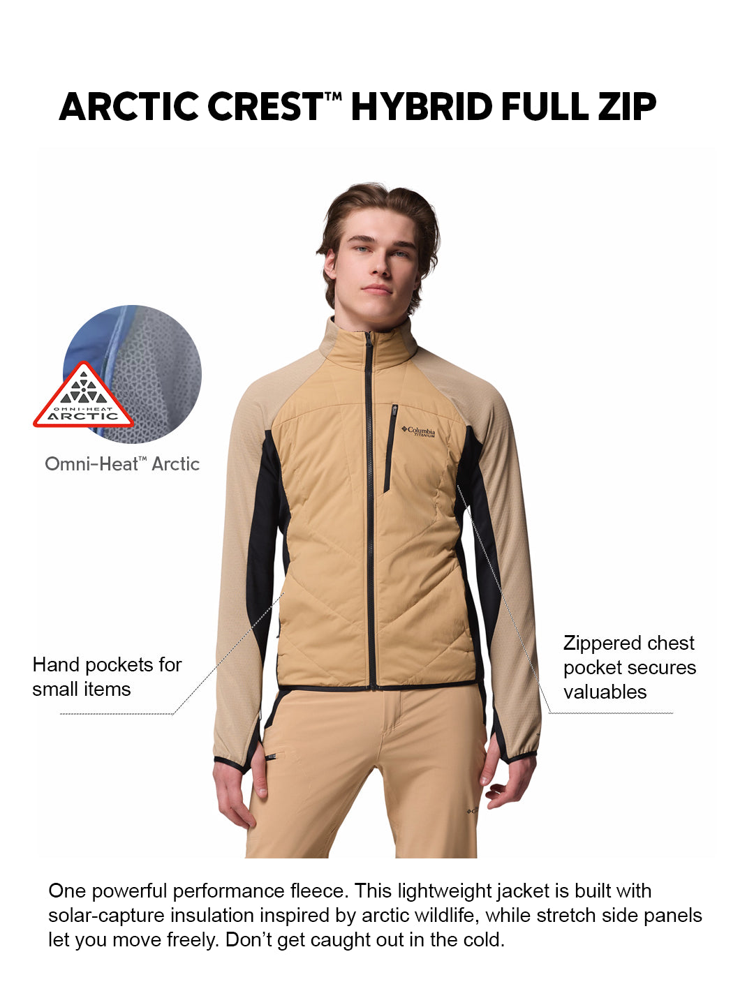 Columbia Men Brown Omni-Heat Arctic Hybrid Fleece Jacket