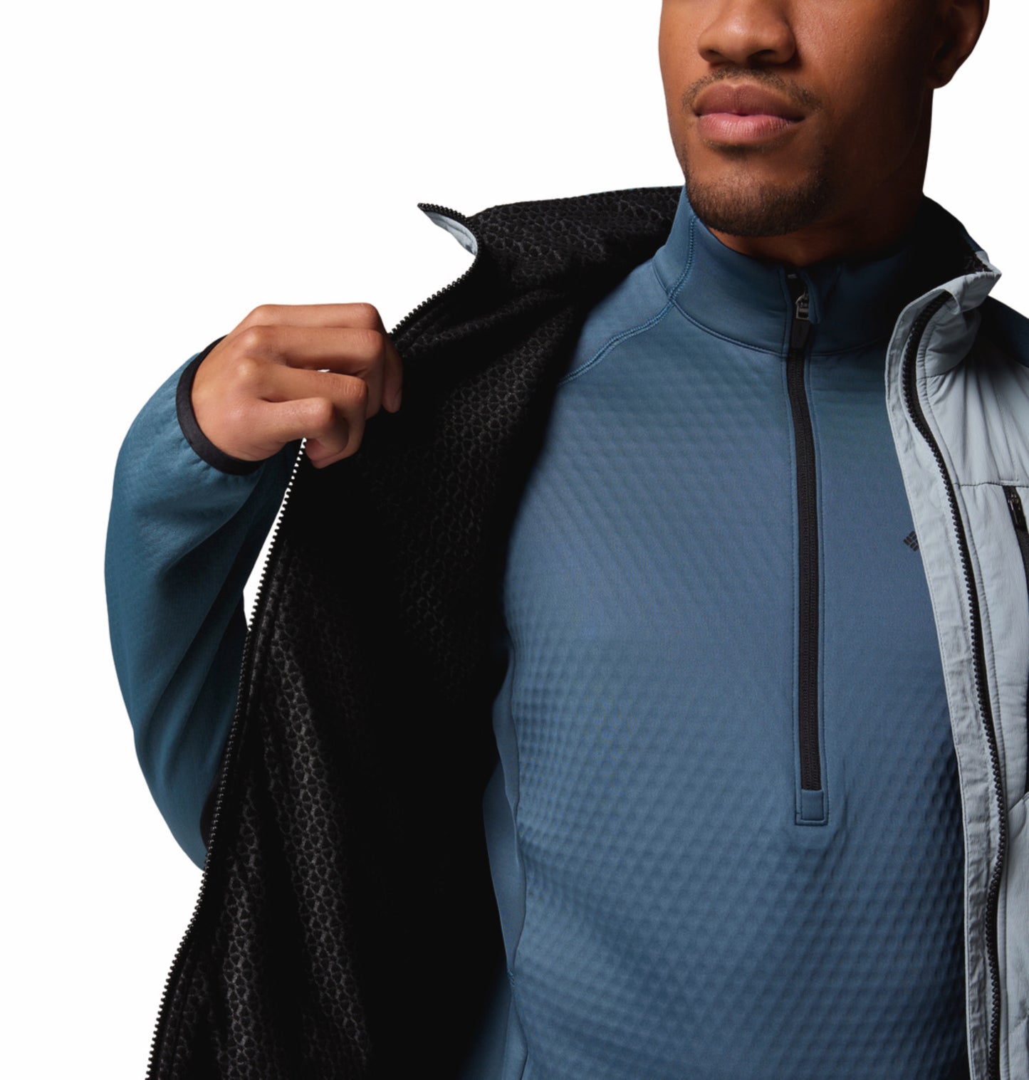 Columbia Men Blue Omni-Heat Arctic Hybrid Fleece Jacket