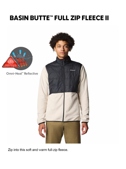 Columbia Men Beige Omni-Heat Reflective Basin Butte II Fleece Jacket