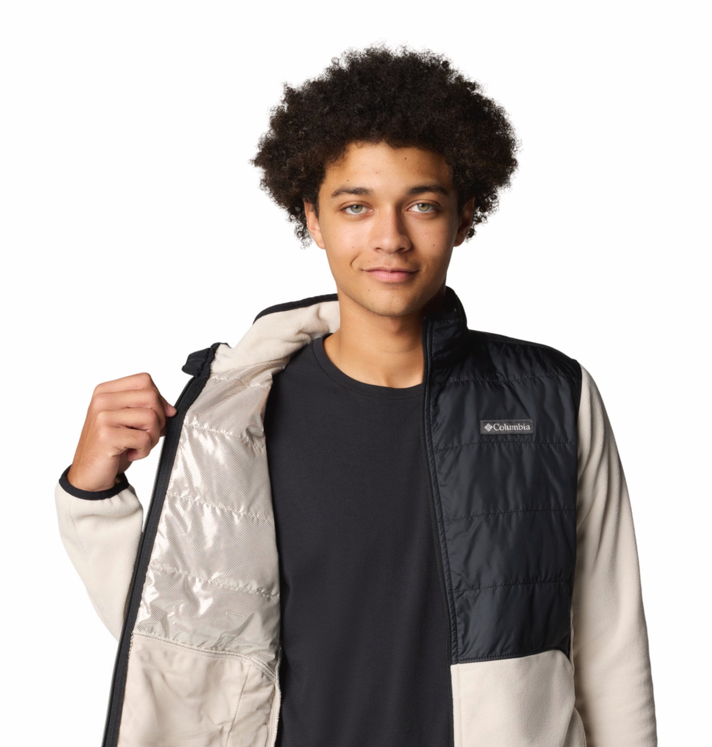 Columbia Men Beige Omni-Heat Reflective Basin Butte II Fleece Jacket