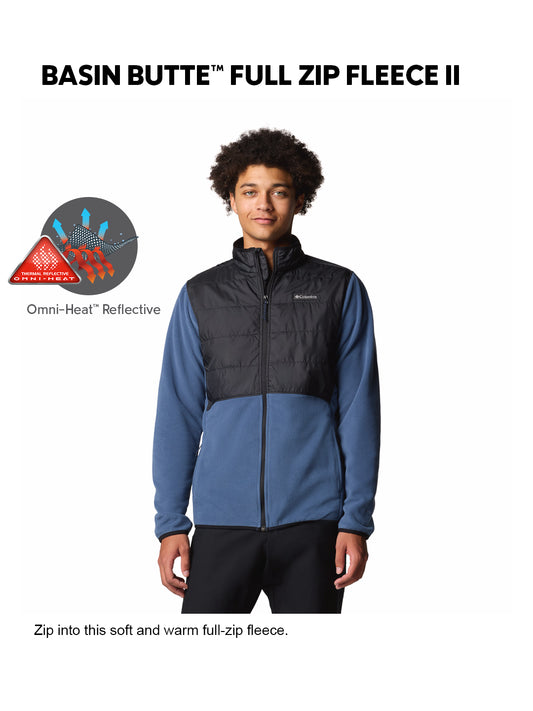 Columbia Men Blue Omni-Heat Reflective Basin Butte II Fleece Jacket