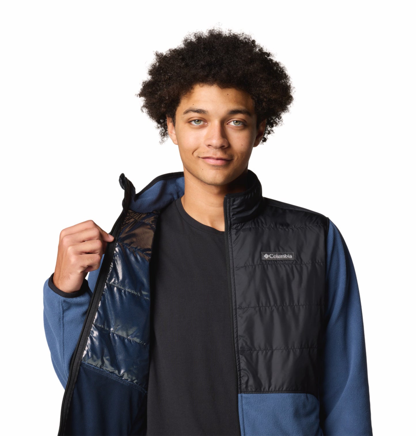 Columbia Men Blue Omni-Heat Reflective Basin Butte II Fleece Jacket