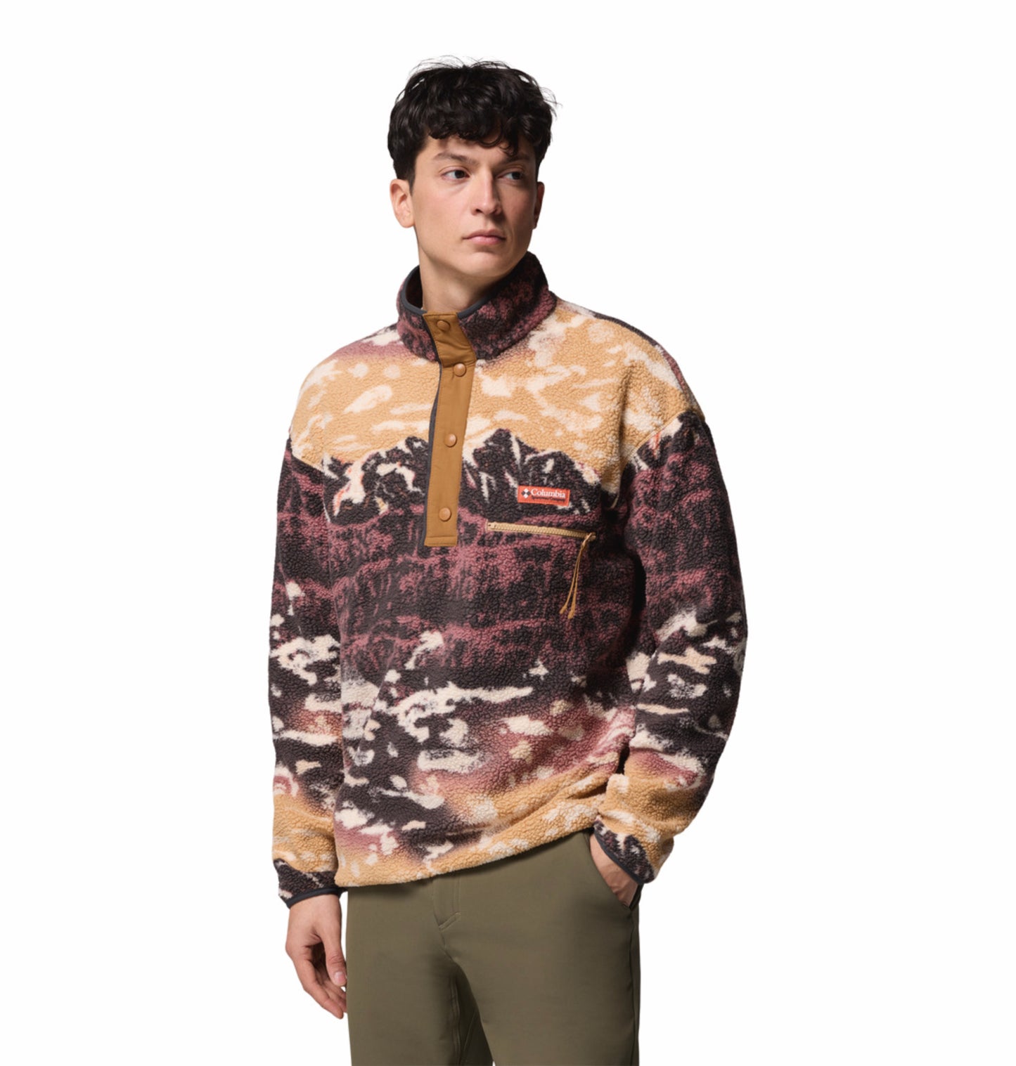 Columbia Men Brown Helvetia II Printed Fleece Jacket