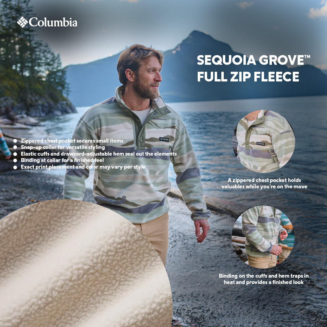 A Men Wearing Columbia Men Green Helvetia II Printed Half Snap Fleece