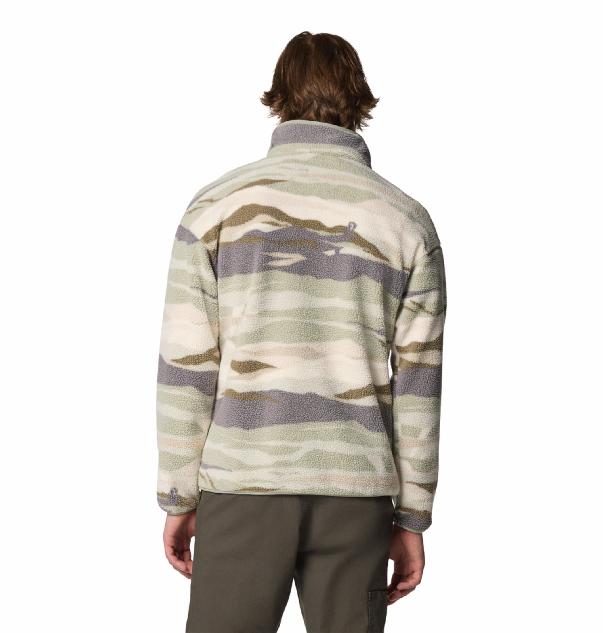 A Men Wearing Columbia Men Green Helvetia II Printed Half Snap Fleece