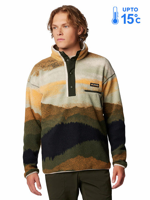 Columbia Men Green Helvetia II Printed Fleece Jacket