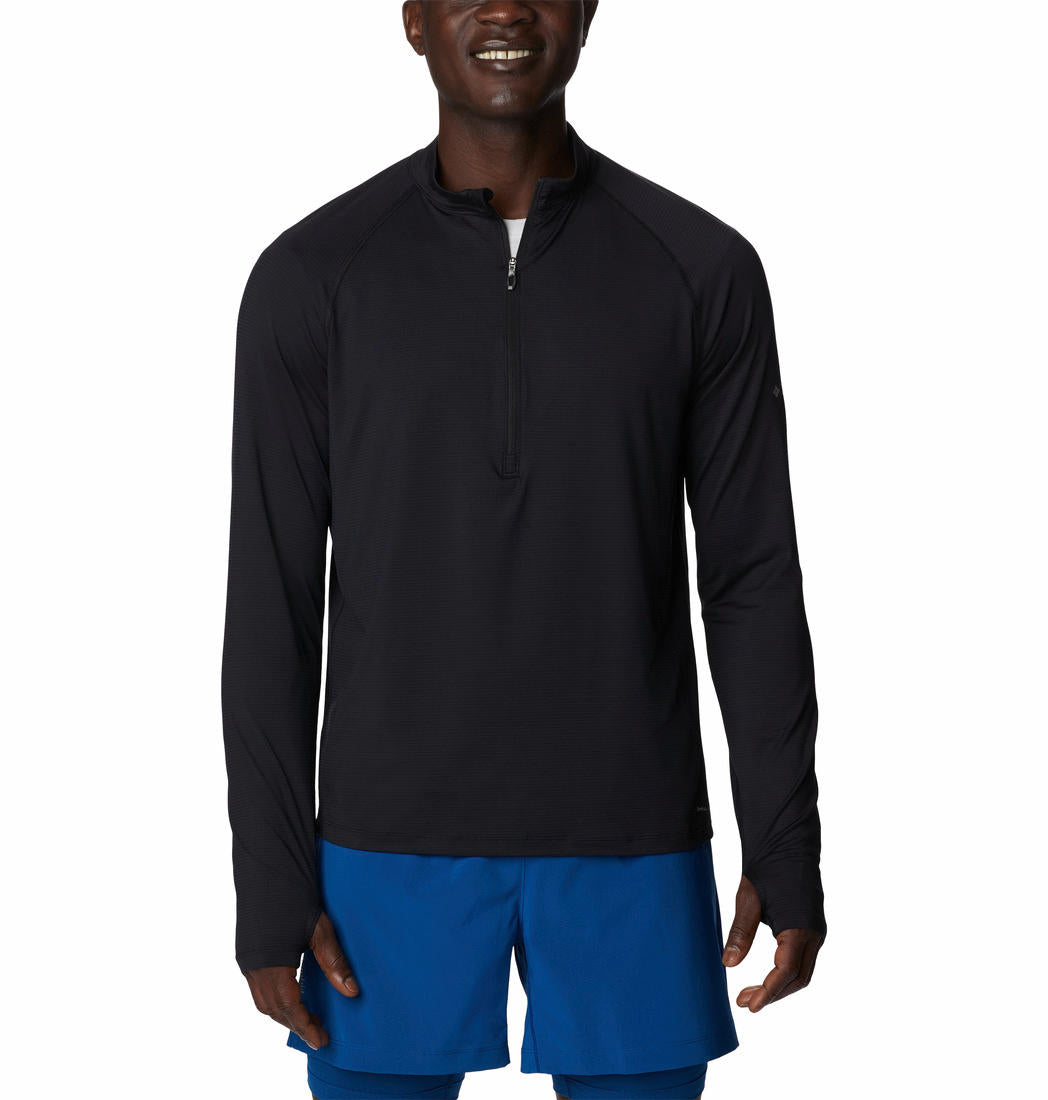 Columbia Men Black M Endless Trail 1/2 Zip Mesh Long Sleev
