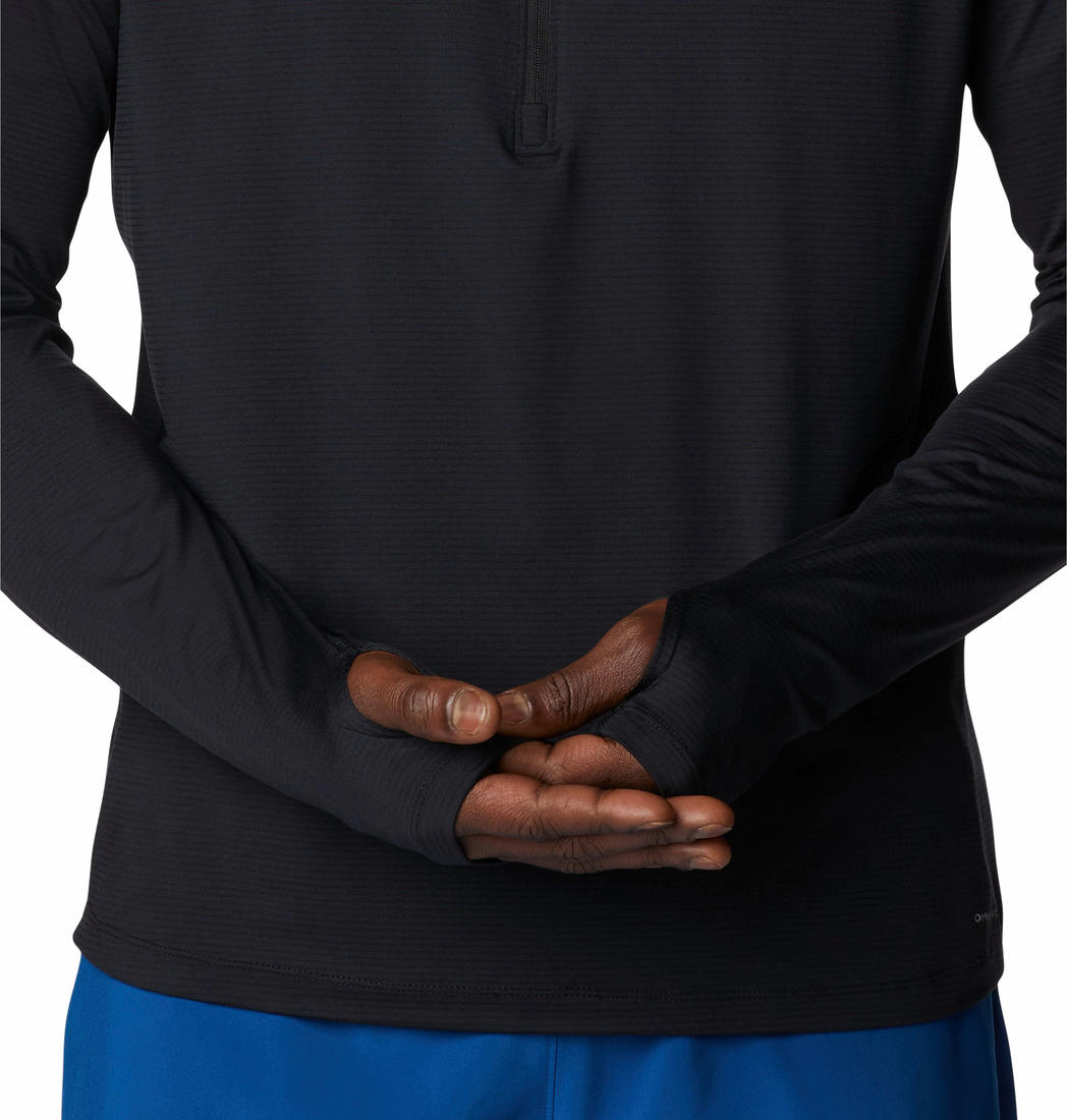 Columbia Men Black M Endless Trail 1/2 Zip Mesh Long Sleev