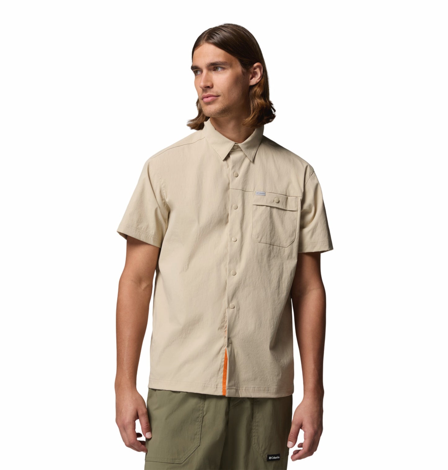 Columbia Men Beige Omni-Shade Landroamer Ripstop II Short Sleeve Shirt