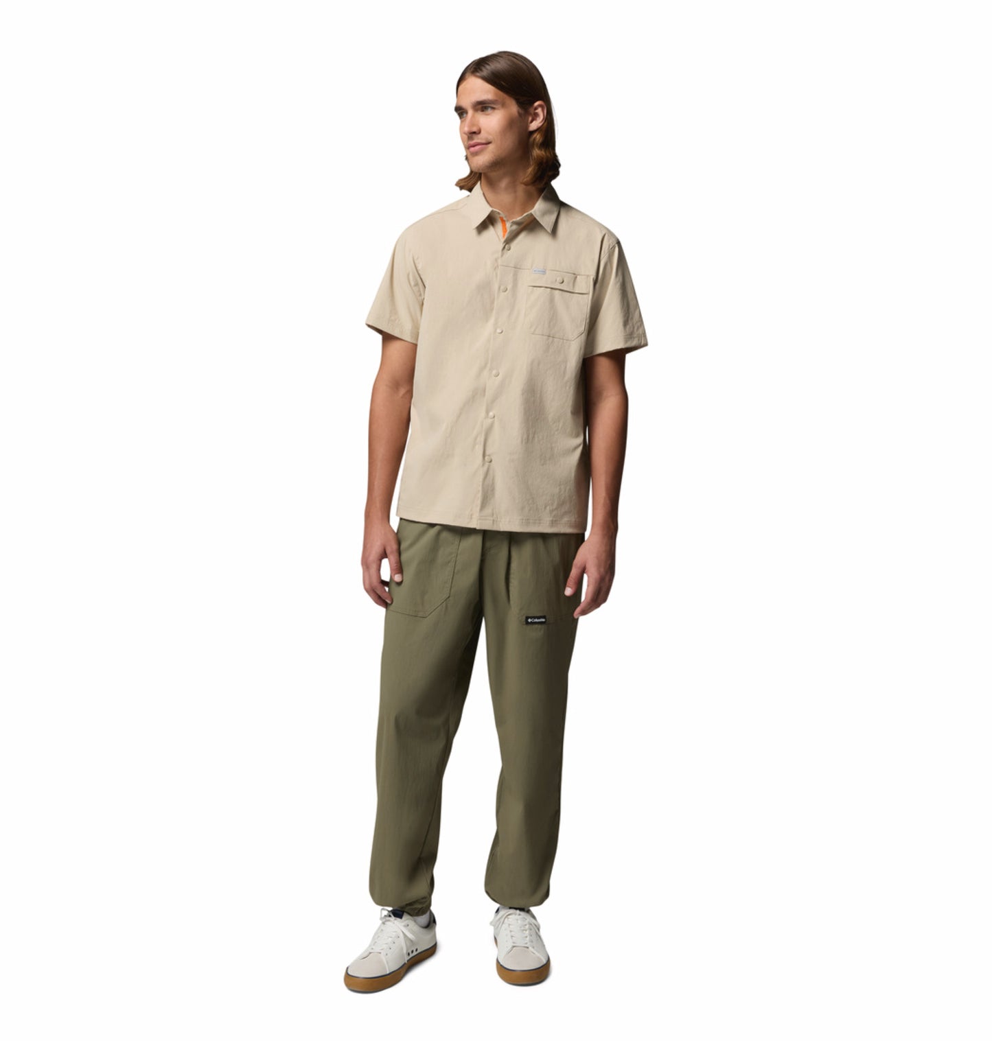 Columbia Men Beige Omni-Shade Landroamer Ripstop II Short Sleeve Shirt