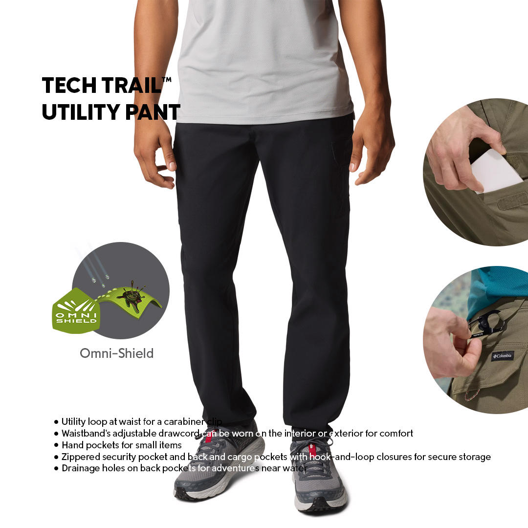 A Men Wearing Columbia Men Black Tech Trail Utility Pant