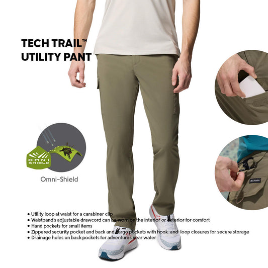 Columbia Mens Green Omni-Shield Tech Trail Utility Pant