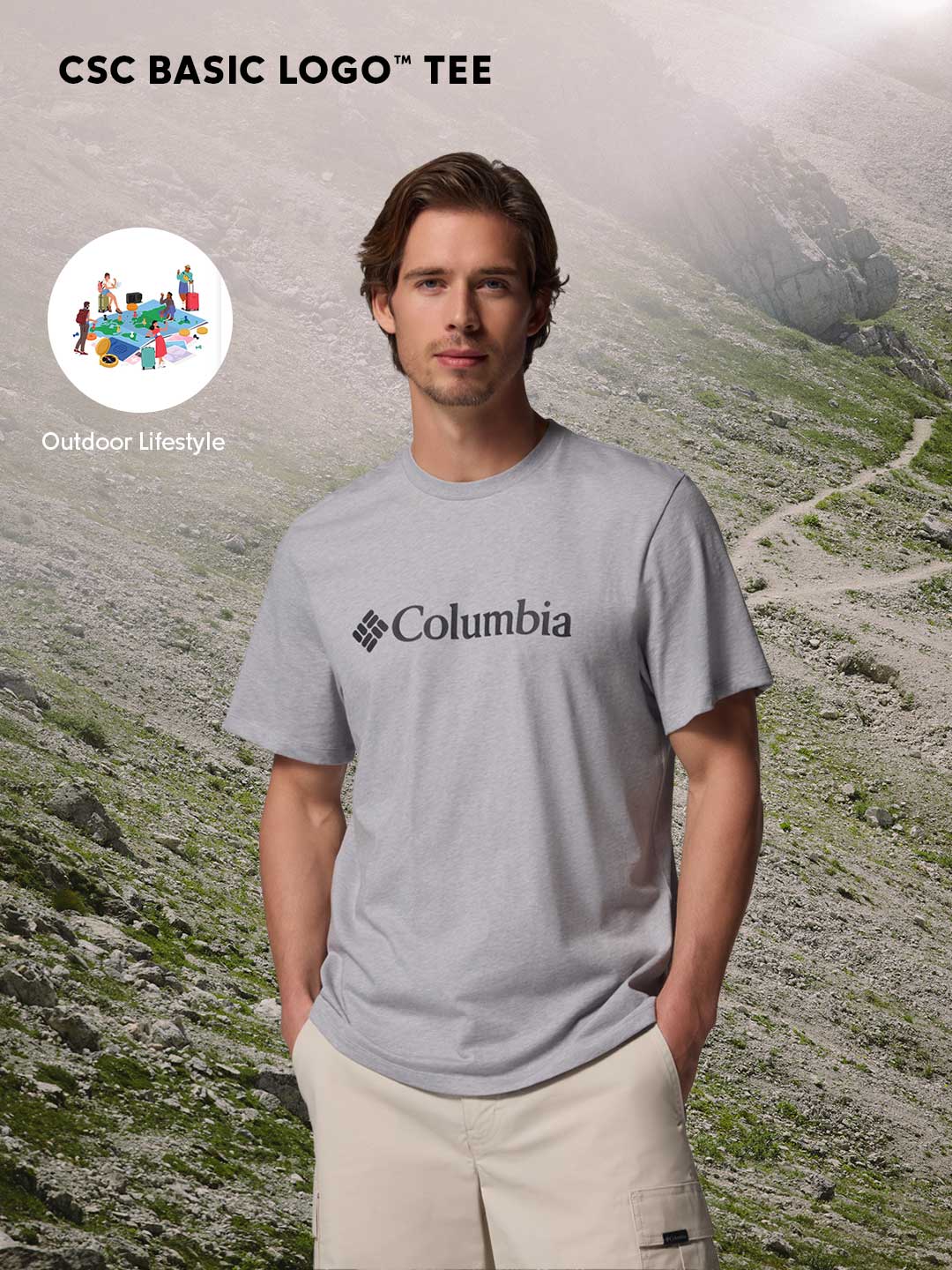 Columbia Men Grey CSC Basic Logo Tshirt