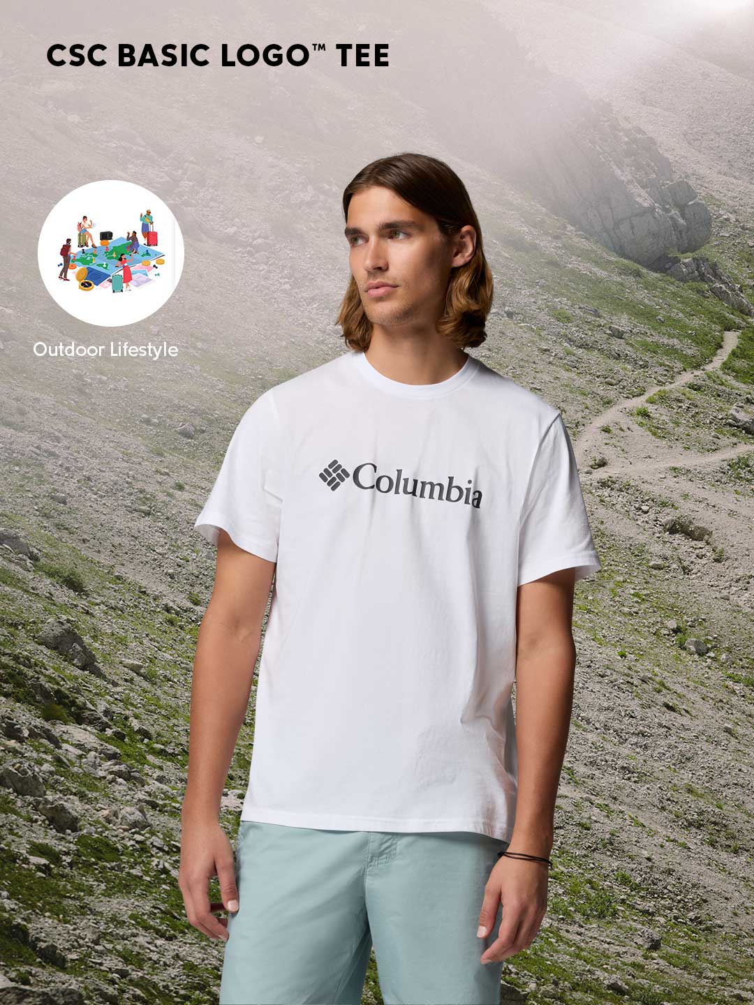 Columbia Men White CSC Basic Logo Tshirt