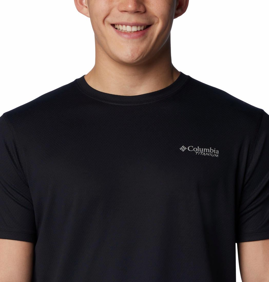 Columbia Mens Black Summit Valley Short Sleeve Crew Tshirt
